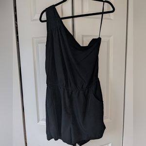 One Shoulder Black Romper